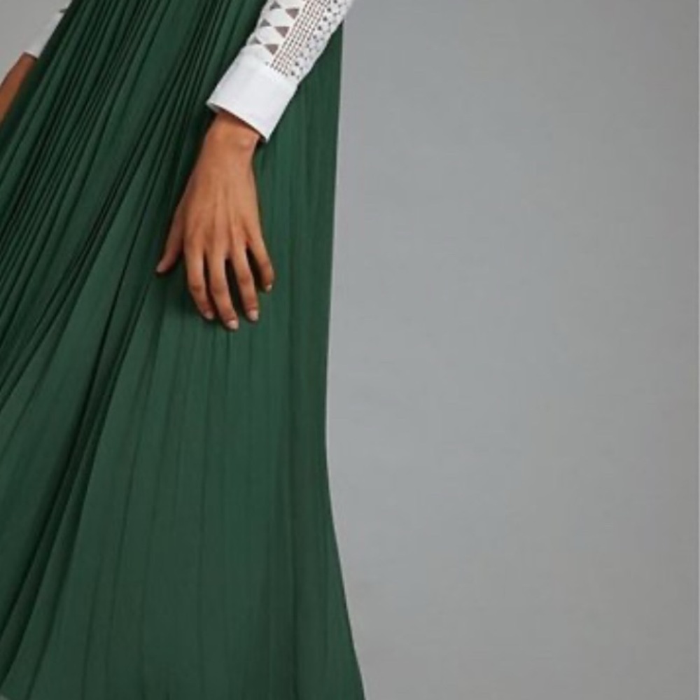 Anthropologie Pleated Green Skirt by Pankaj & Nidhi, XS - Picture 4 of 5